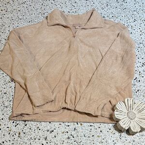 Barefoot Dreams peach 3/4 zip crop Sweater size XL